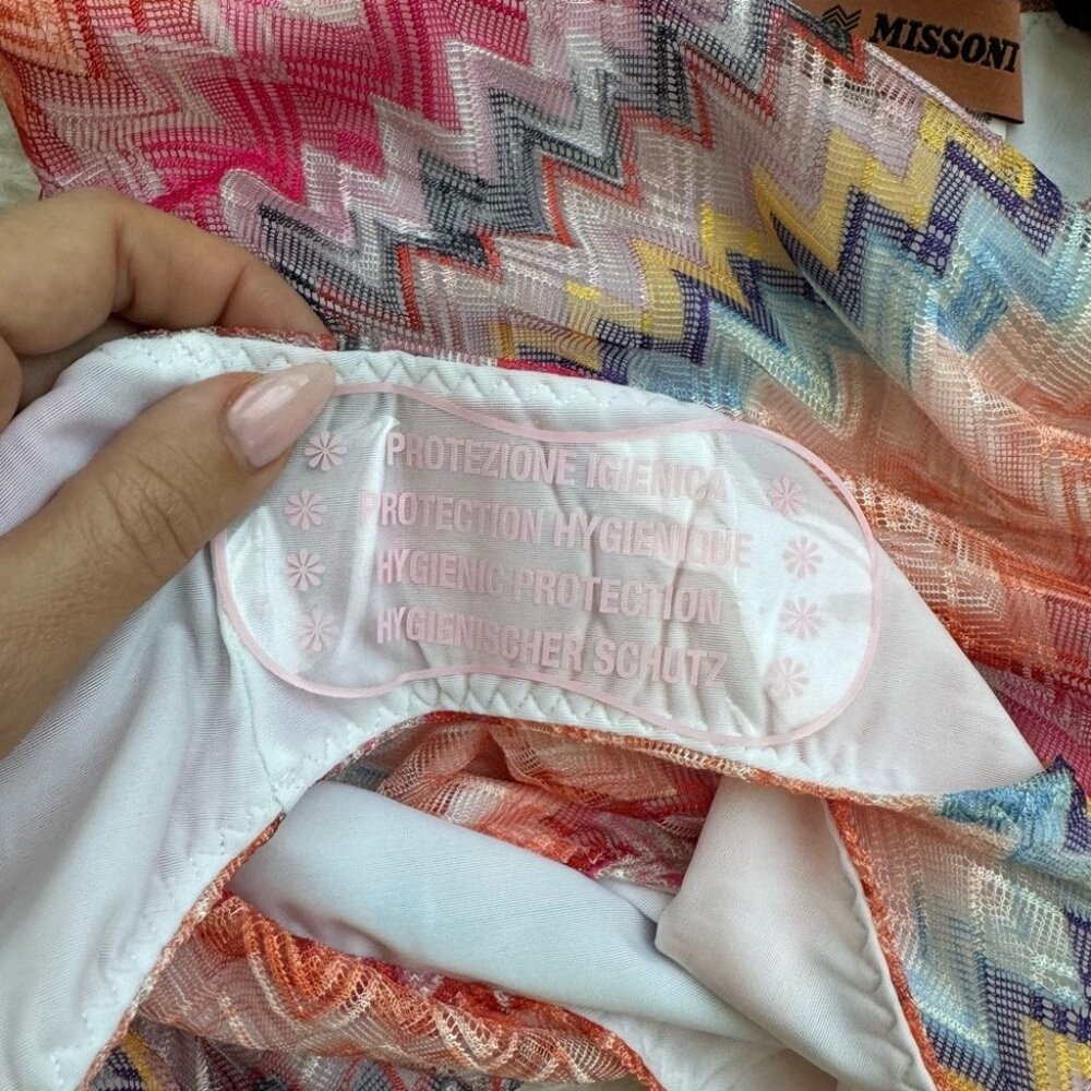 NWT Missoni One Piece Swimsuit Chevron Pink One Shoulder Bodysuit New XS 36 - Picture 11 of 11